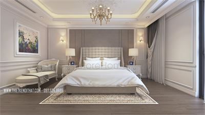 Thiết kế nội thất tân cổ điển gỗ óc chó căn hộ Duplex Hapulico